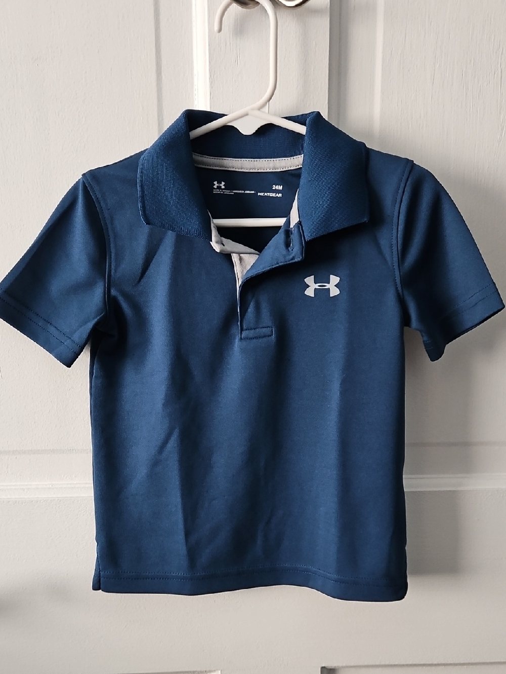 Under Armour Boys' Dark Blue Polo with White Logo